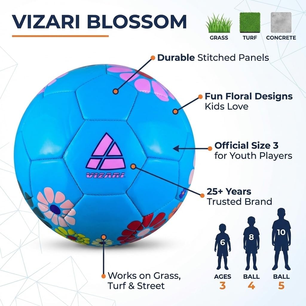 Balón de fútbol Vizari con flores