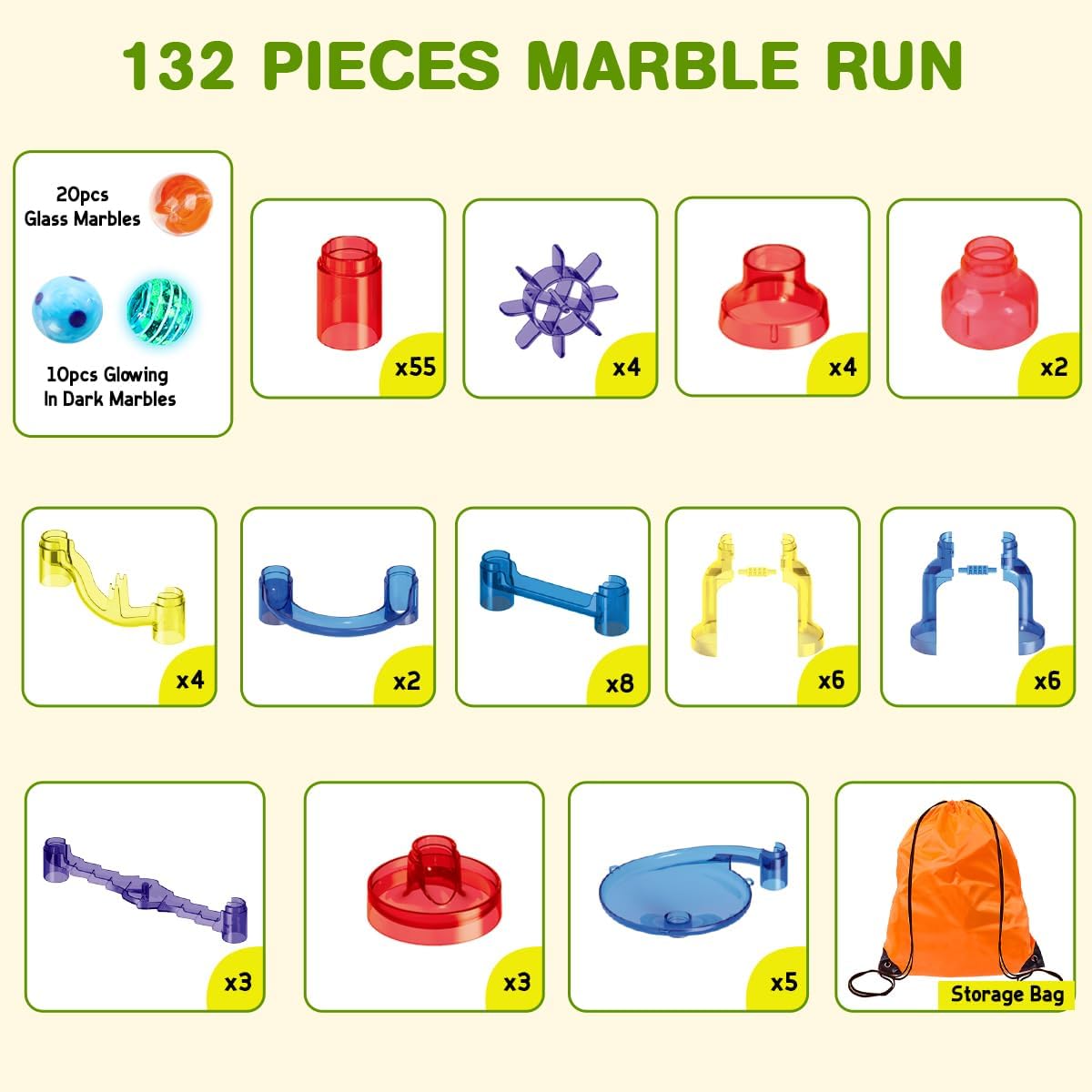 Meland Marble Run - 132 Piezas Juego de Construcción de Laberinto d...