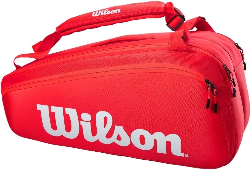 WILSON Bolsa de tenis para adultos, Rojo\/Blanco, Super Tour