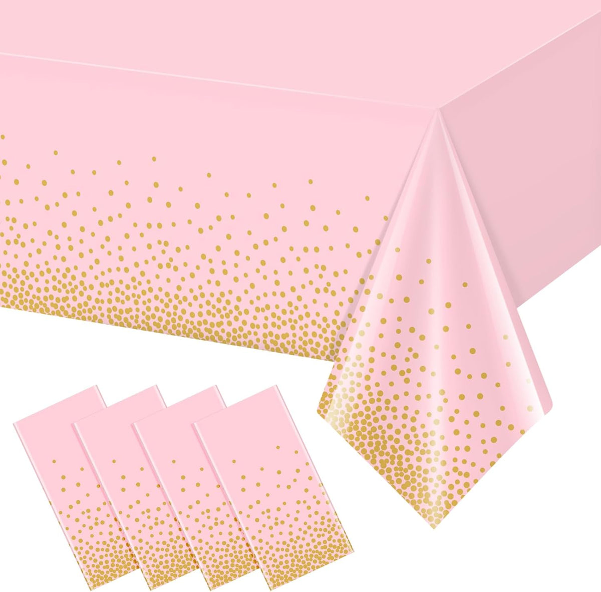 FunnyPars Paquete de 4 manteles de plástico rosa y dorado para fies...