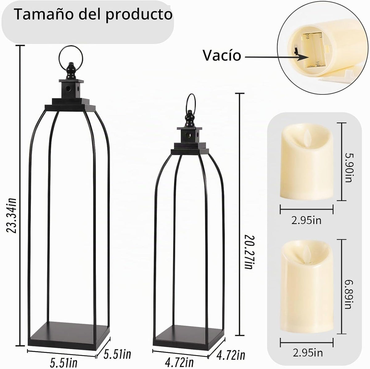 DARJEN Faroles decorativos para velas de 19 pulgadas y 22 pulgadas,...