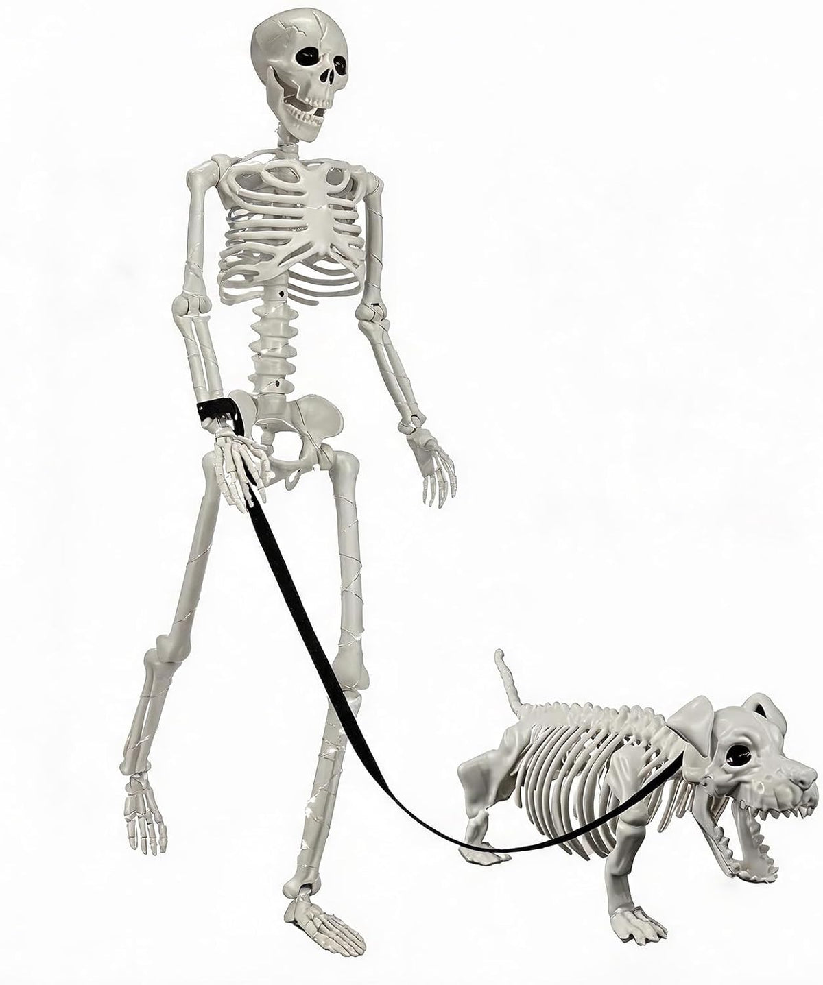 UZYZMS Decoración de Halloween de esqueleto humano y perro de 3.5 p...
