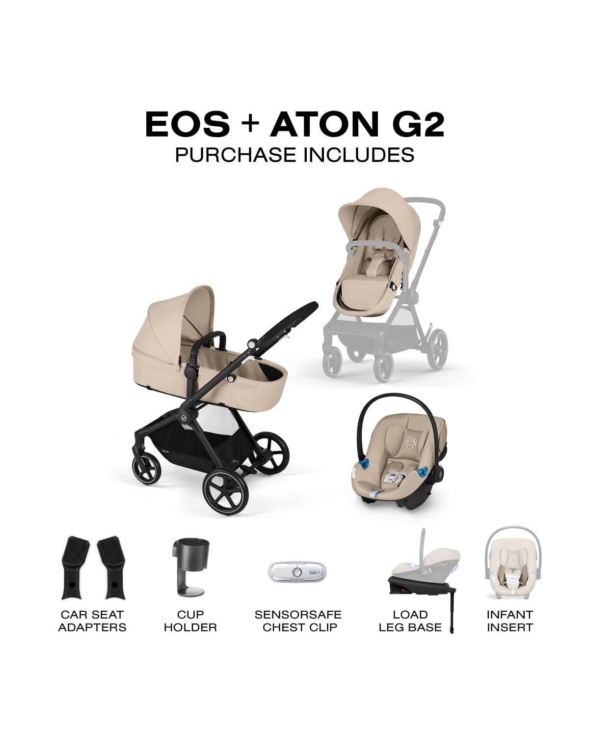 Cybex EOS 2 en 1 Cochecito de bebé + asiento de coche Aton G2 Combo...