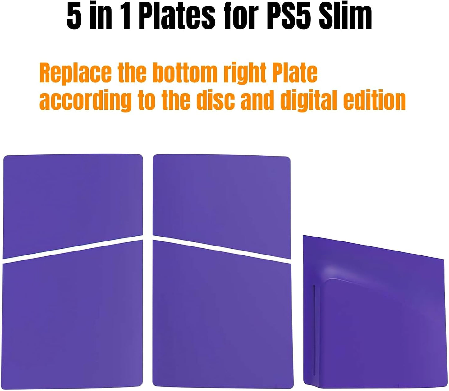 5 placas frontales para PS5 Slim Disc y edición digital, paneles de...