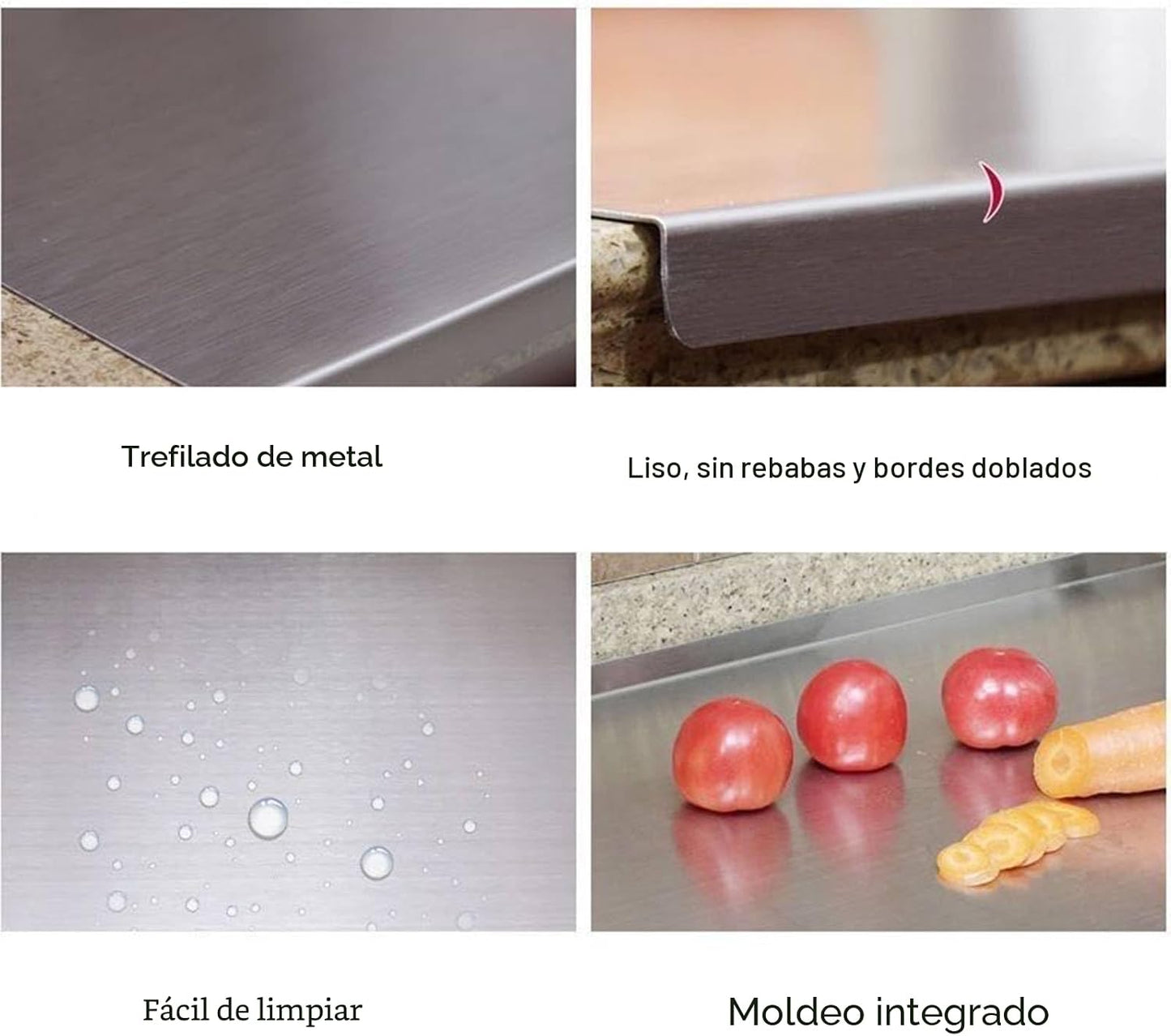 BILLAMB Tablas de Cortar de Acero Inoxidable para la Cocina, Adecua...