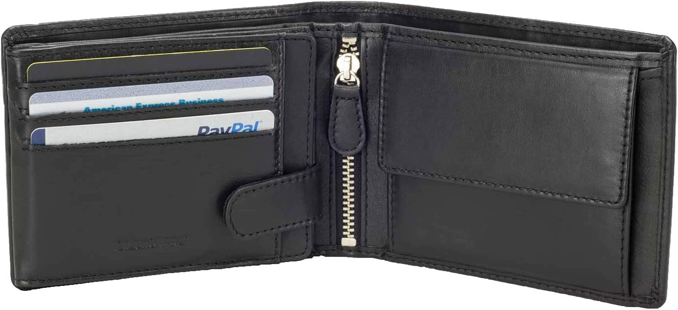 DiLoro Billetera plegable de cuero para hombre, tamaño completo, co...