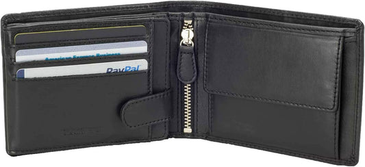 DiLoro Billetera plegable de cuero para hombre, tamaño completo, co...