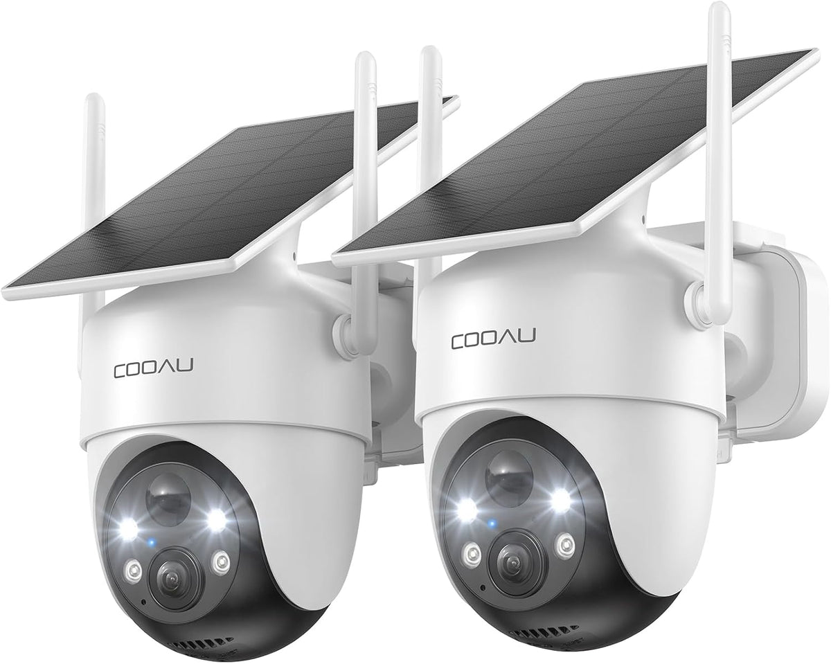 Cámaras COOAU para seguridad del hogar, cámaras de seguridad solar...