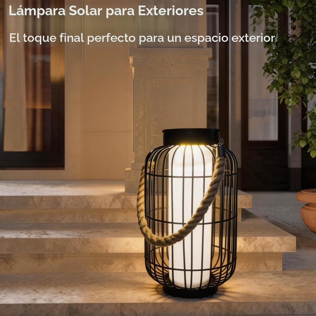 pearlstar Farol grande con energía solar para exteriores, luces col...
