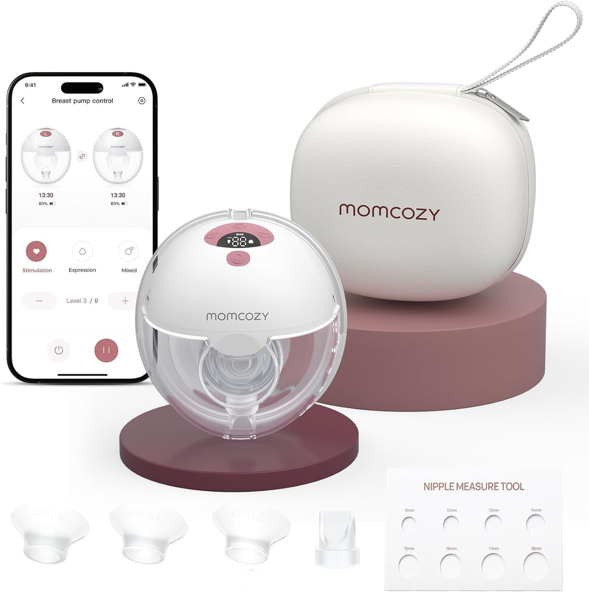 Momcozy Extractor de leche portátil controlado por aplicación intel...
