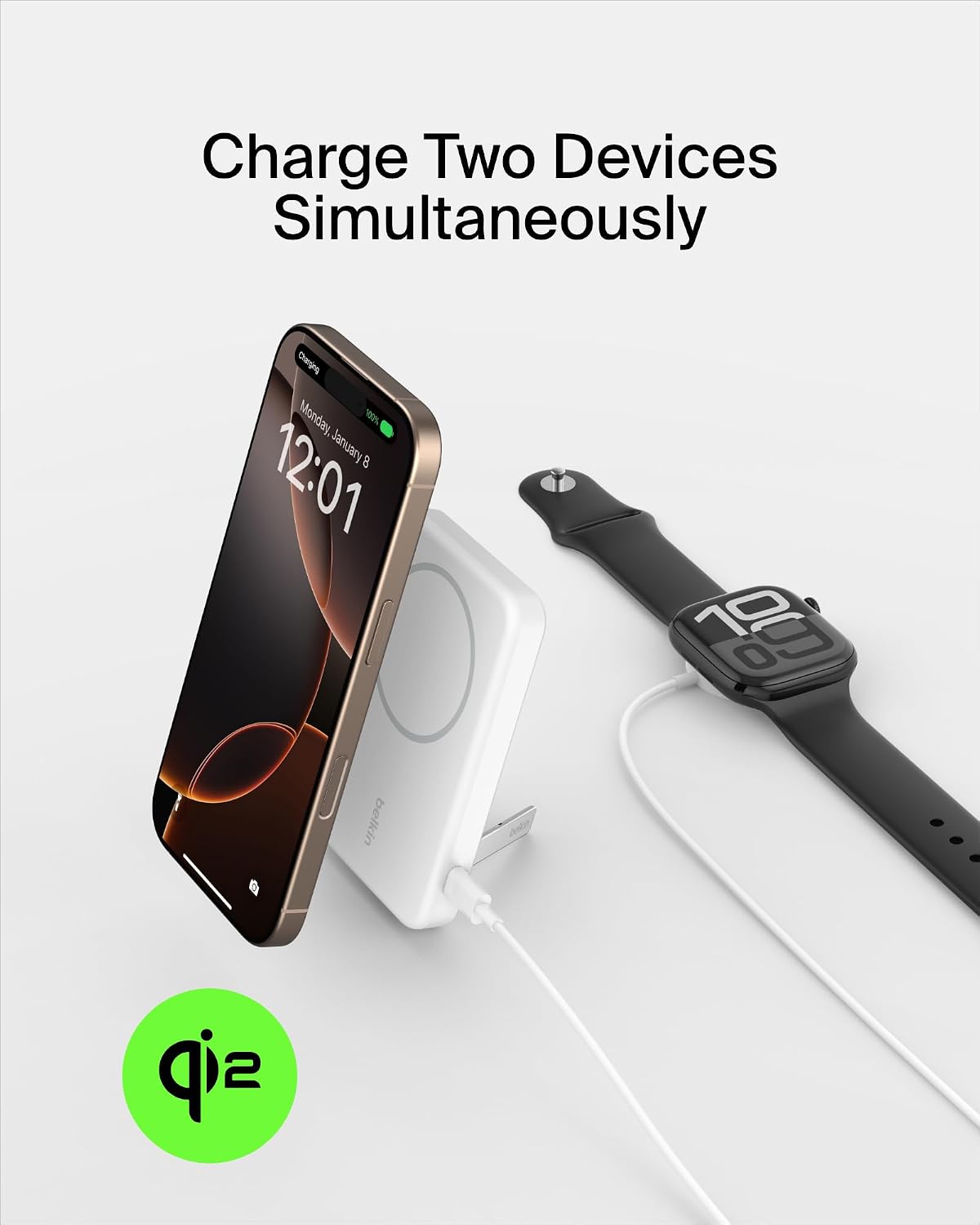 Belkin Cargador portátil, banco de energía inalámbrico de 15 W 5000...