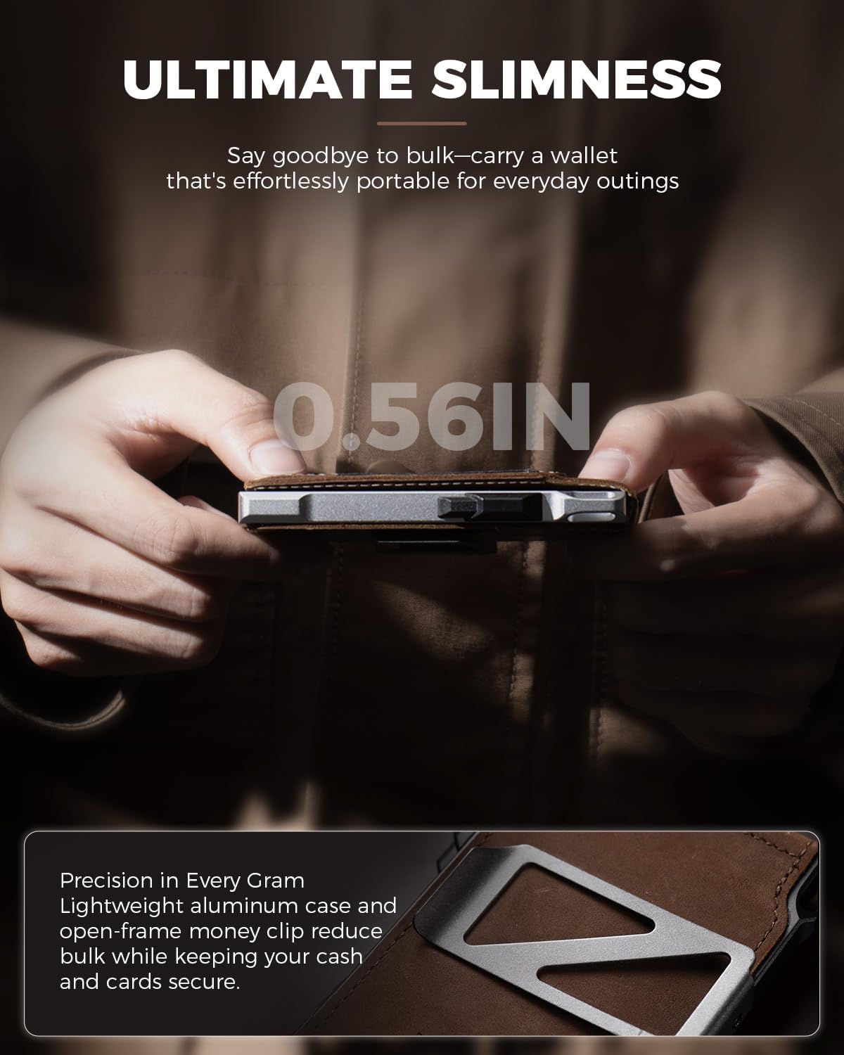 LORZOR Cartera táctica de piel auténtica para hombre, tarjetero des...