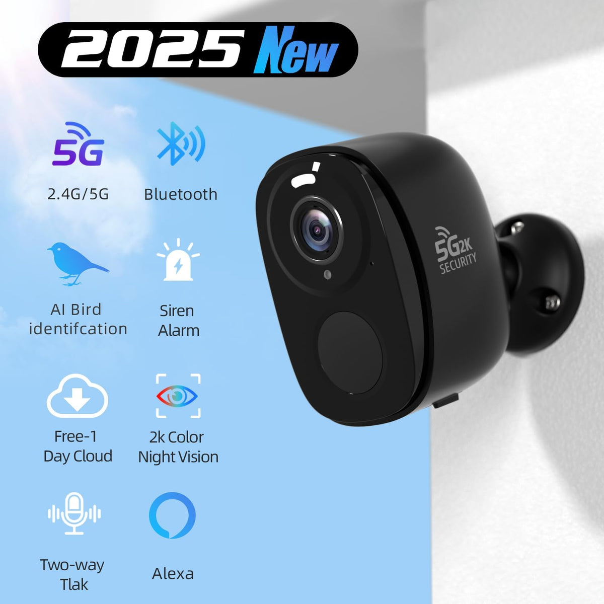 Rraycom Cámaras de seguridad WiFi 5G\/2.4G inalámbricas para exteri...