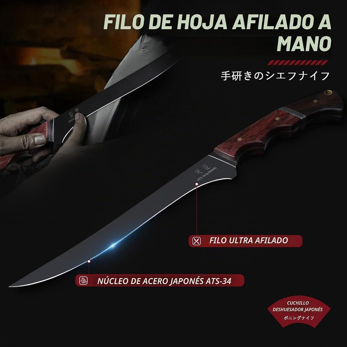 DRGSKL Cuchillo deshuesador de 7 pulgadas - Cuchillos de corte de p...