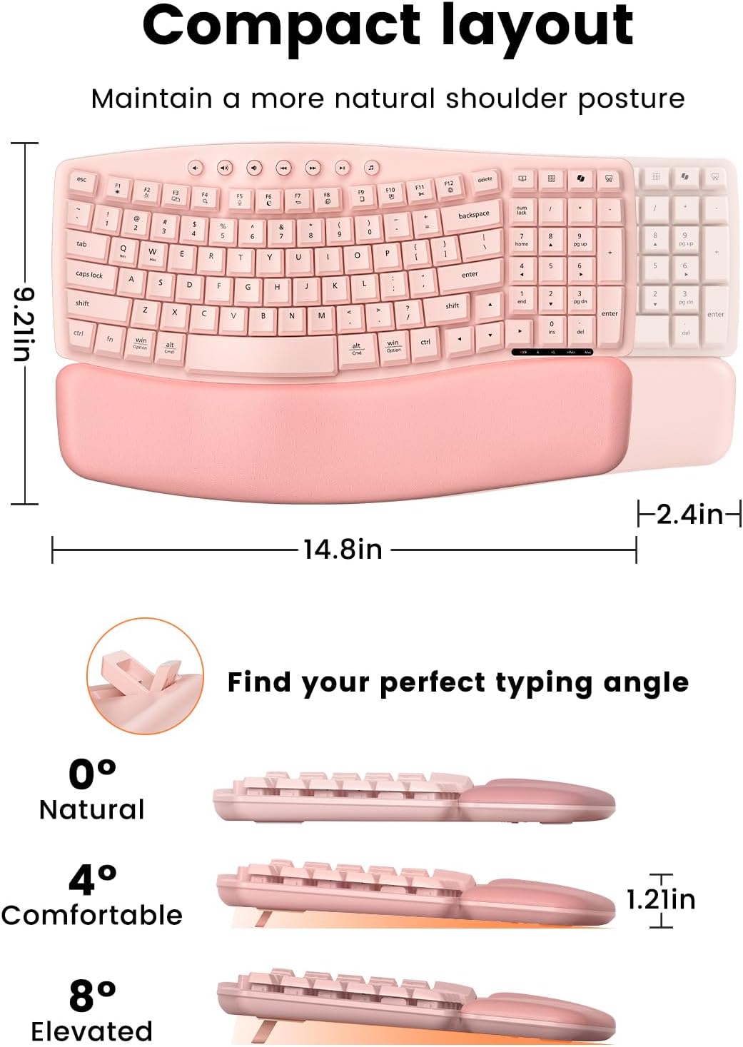 SABLUTE MA61 Wave Keys Combo Teclado inalámbrico ergonómico y ratón...