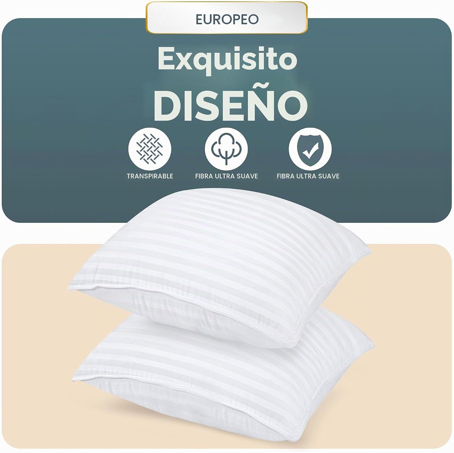 Utopia Bedding - Almohadas de cama para dormir, tamaño europeo (bla...