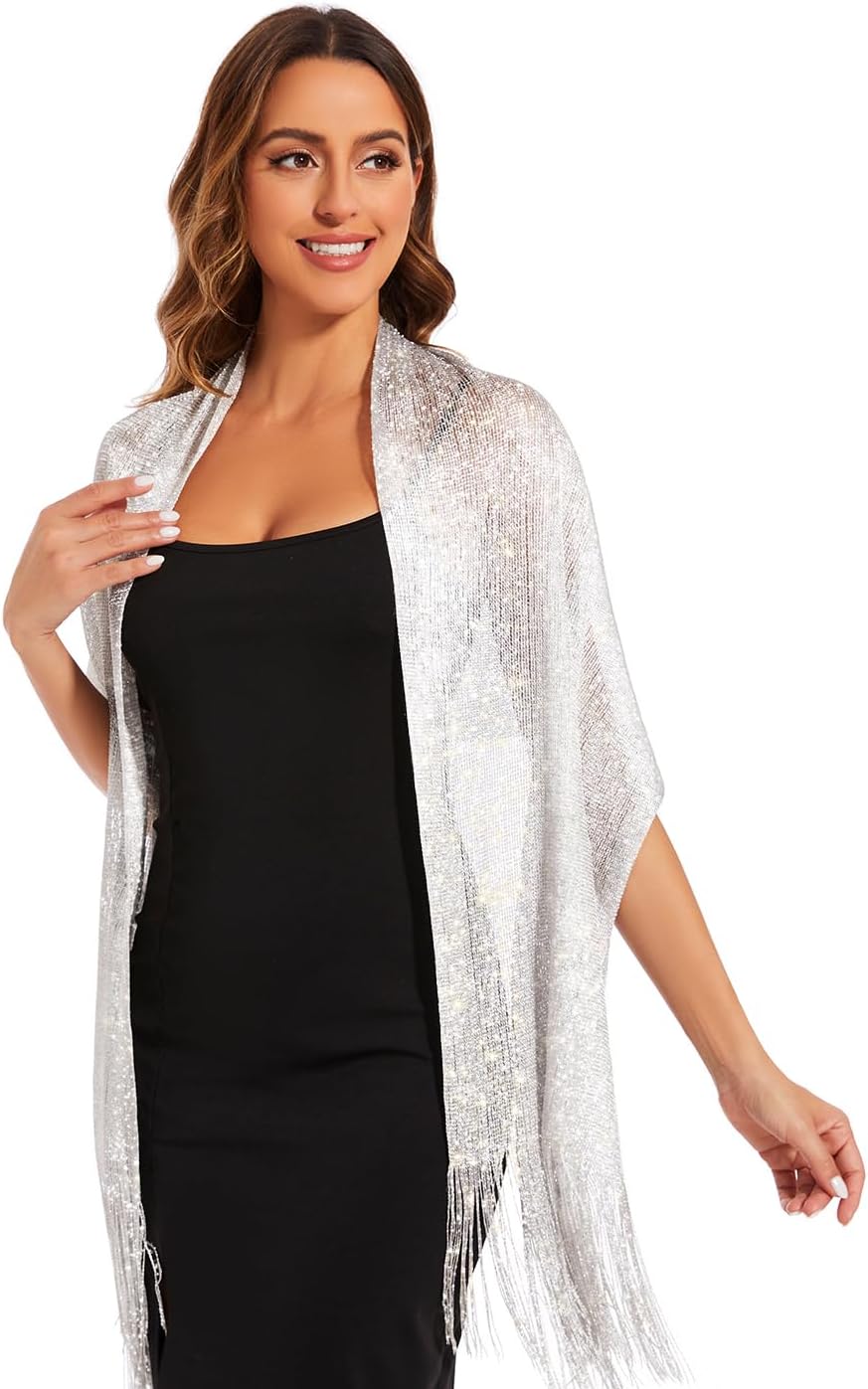 KUNINDOME Chales y chalinas metálicos brillantes con hebilla, para...