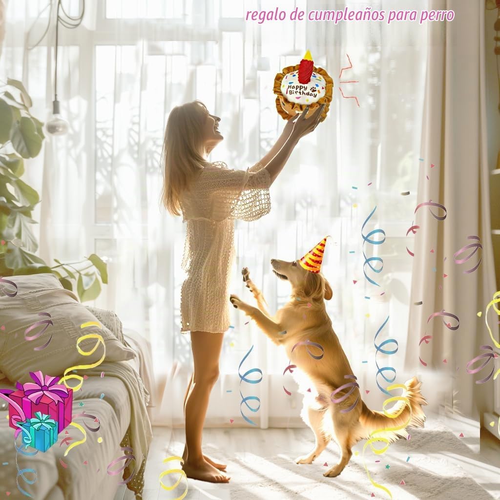 CneeeeeB Juguetes de Cumpleaños para Perros Juguete Crujiente para...