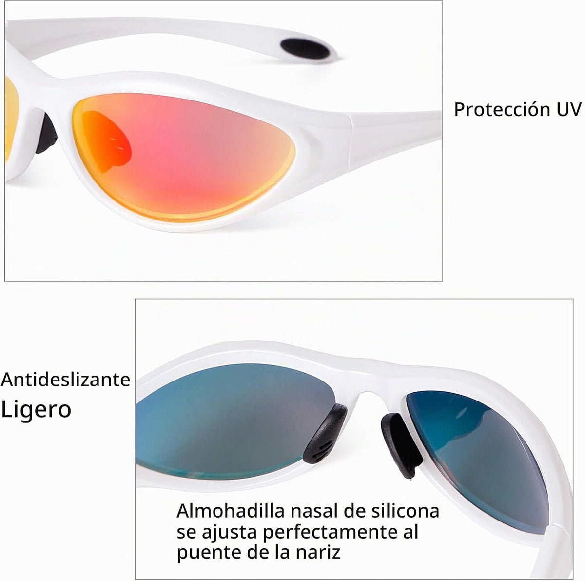 ADE WU Gafas de sol Y2K Rave de moda envolventes gafas de sol depor...