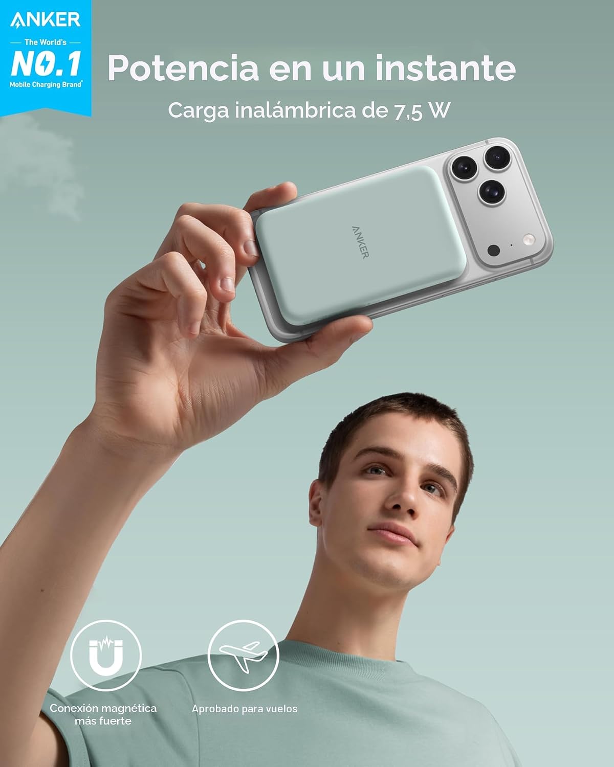 Anker 621 Cargador portátil magnético (MagGo), Banco de energía ina...