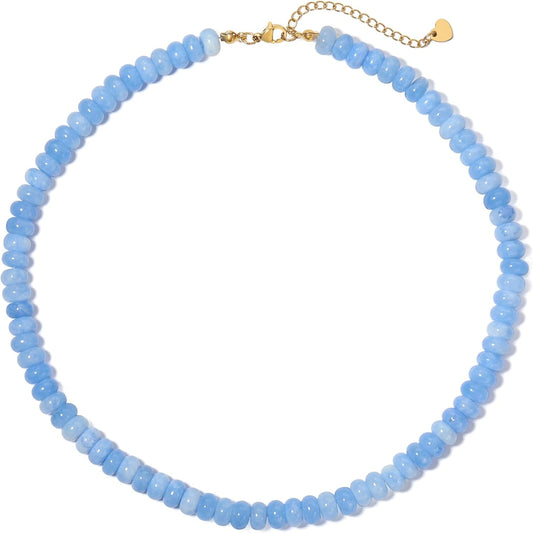 ALFISO Collares con Cuentas de Piedra Natural para Mujer, Gargantil...