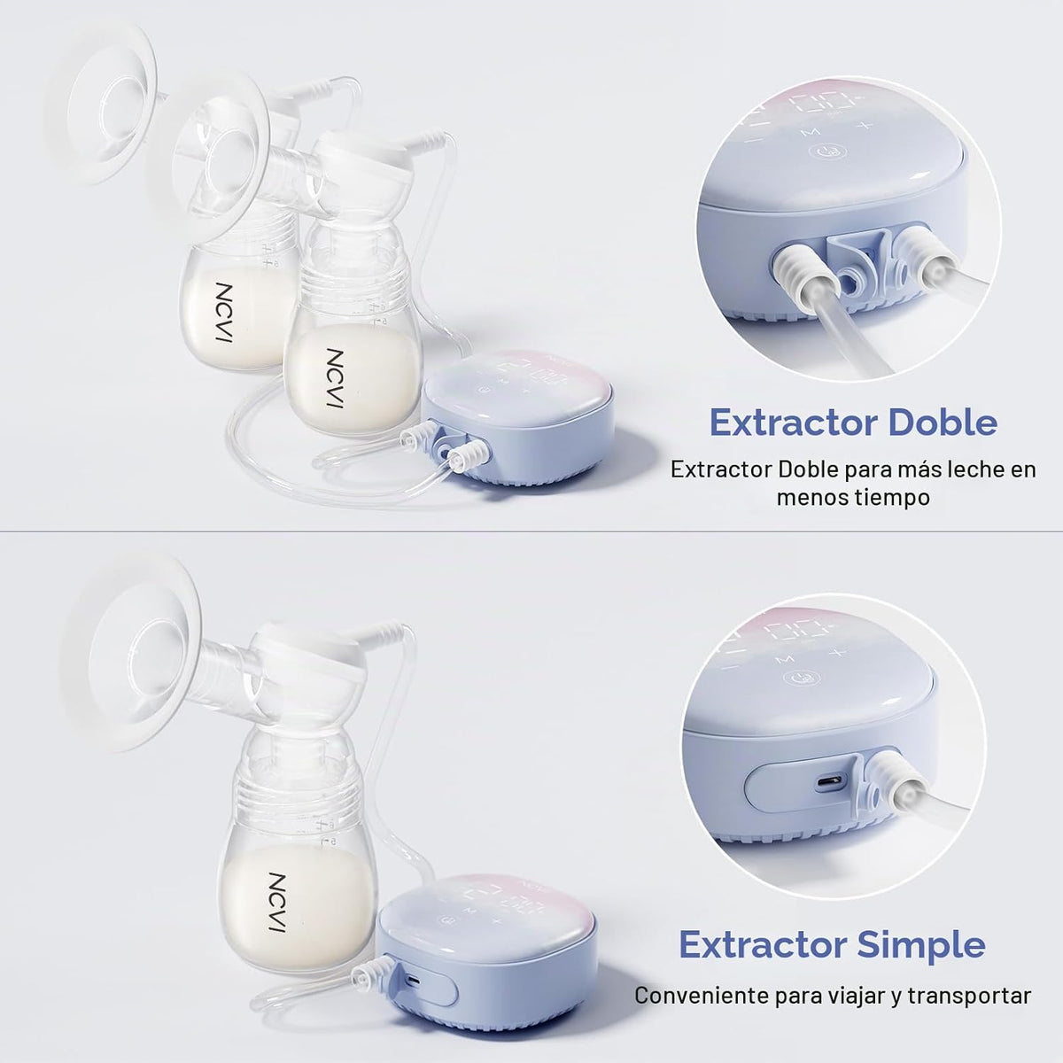 Extractor de leche eléctrico doble NCVI, 4 modos 9 niveles, succión...