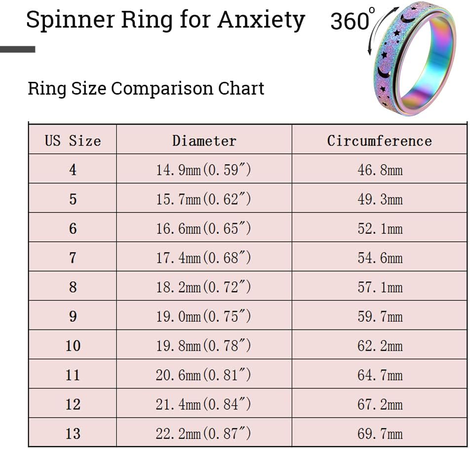 Anillo de Ansiedad para Mujeres Anillo Giratorio Anillo Fidget Jugu...