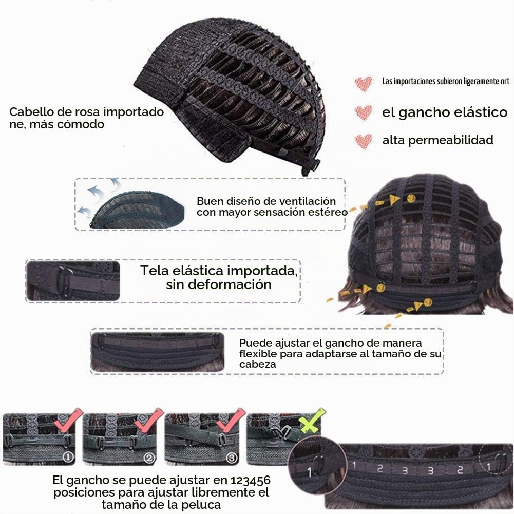 Baruisi Peluca para hombre, color gris, larga, recta, sintética, re...