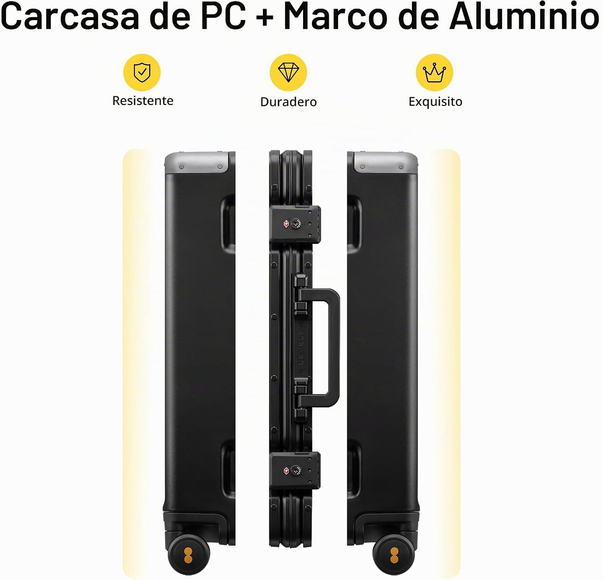 LEVEL8 Equipaje sin cremallera con marco de aluminio, maleta rígida...