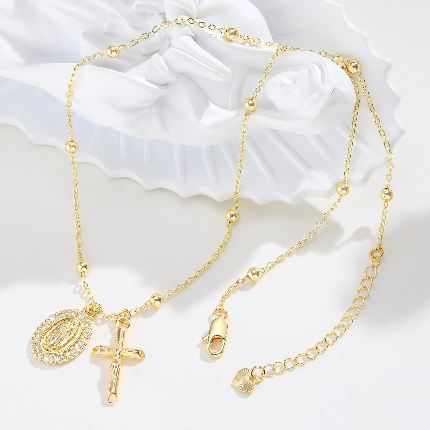 Collar de Cruz de Oro para Mujeres - Collares con Colgante de la Vi...