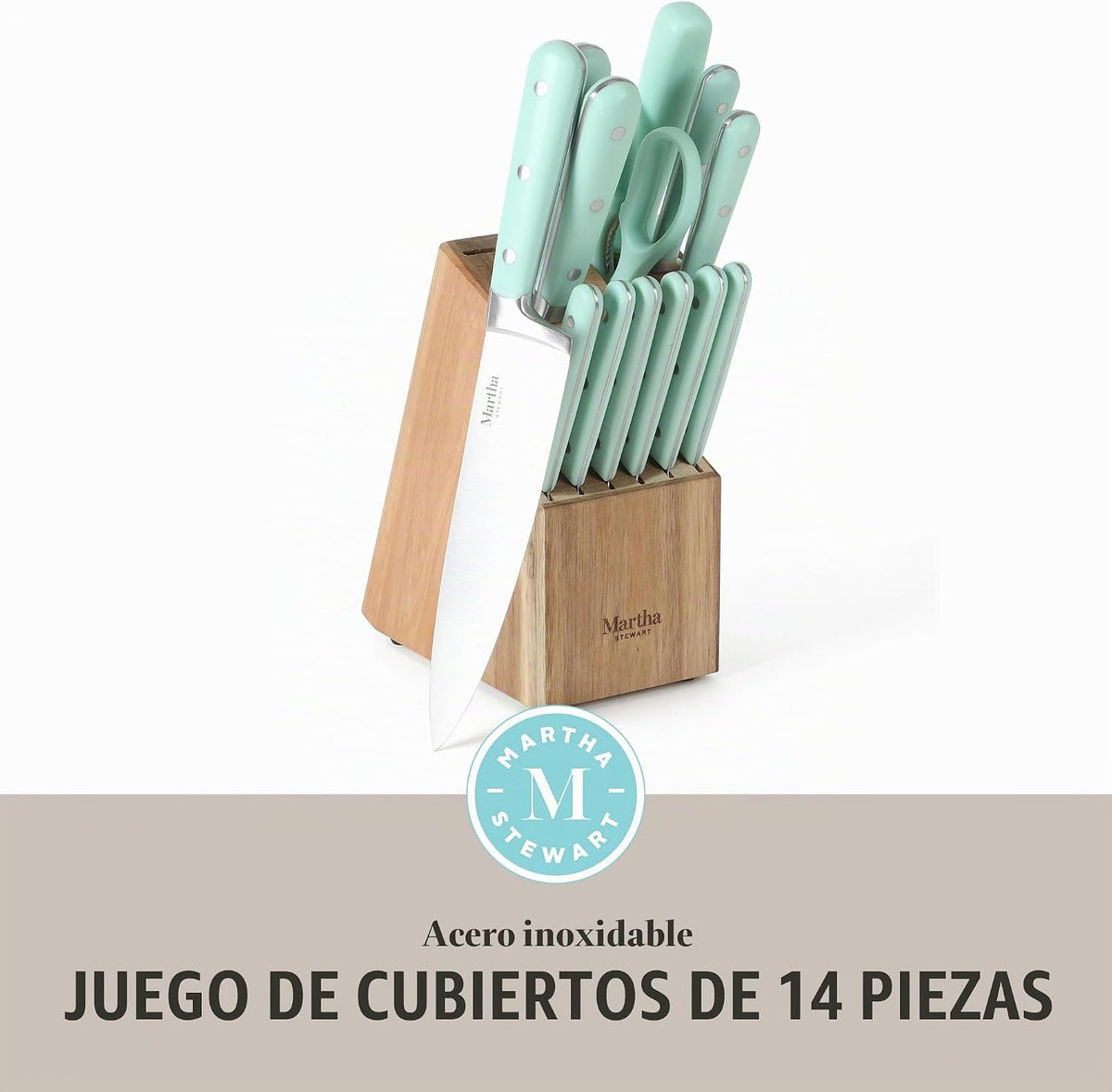 Martha Stewart Eastwalk - Juego de 14 cuchillos de acero inoxidable...