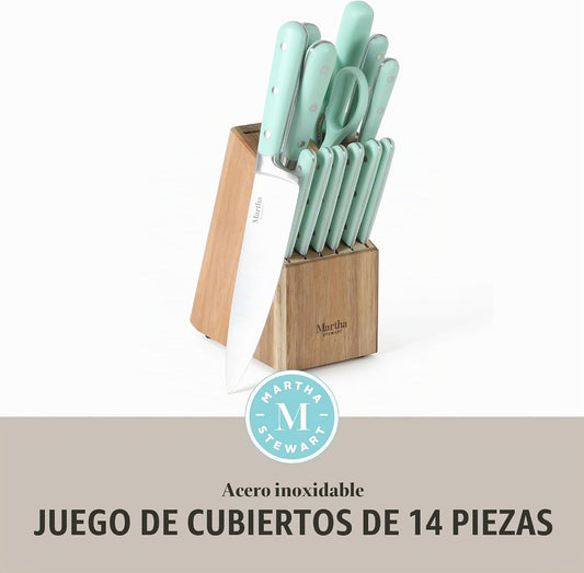 Martha Stewart Eastwalk - Juego de 14 cuchillos de acero inoxidable...