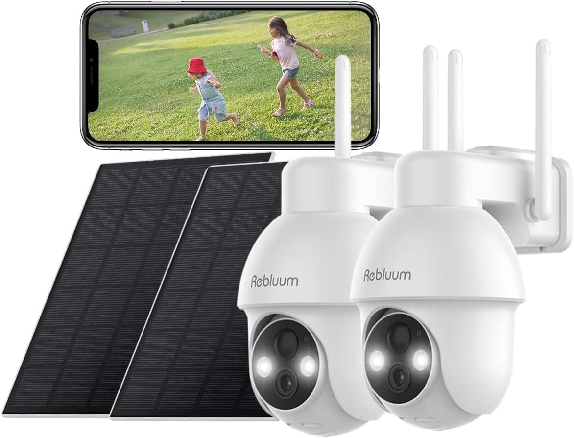 Rebluum - Cámaras de seguridad solar 2K inalámbricas para exteriore...