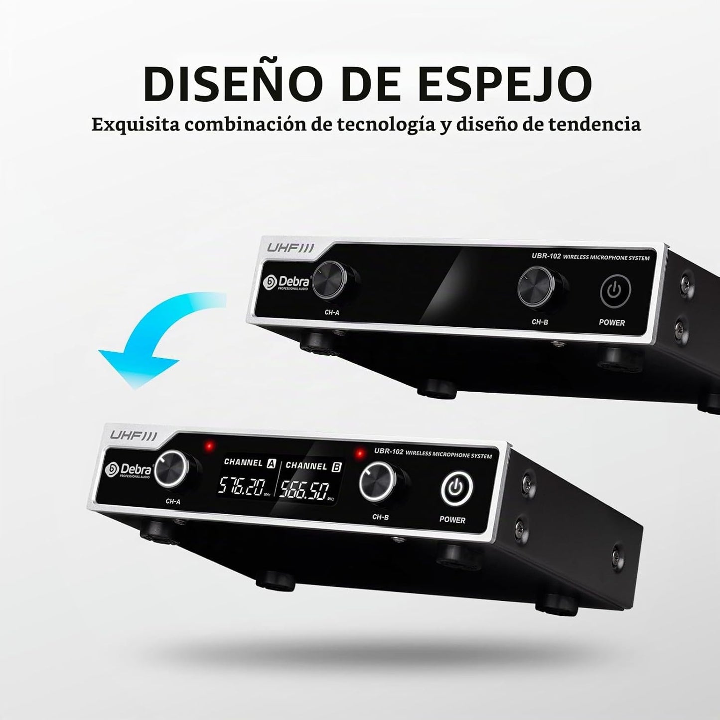 D Debra Sistema de micrófono inalámbrico UHF UBR-102 con micrófonos...
