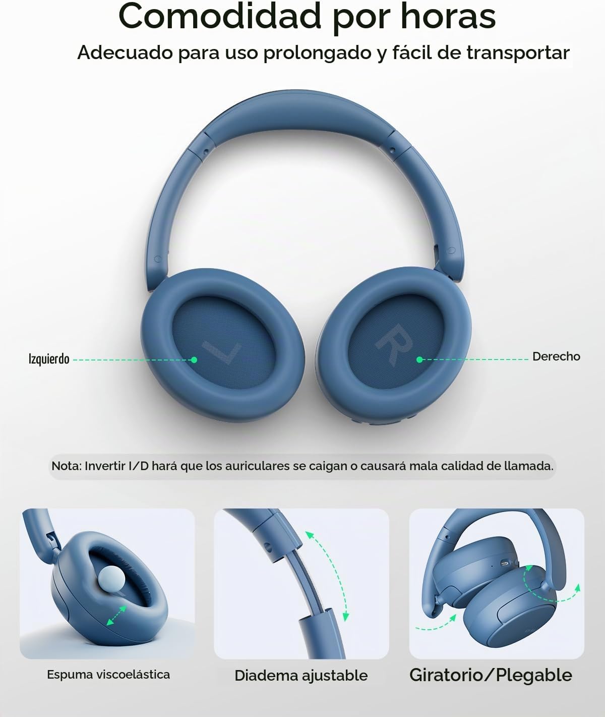 TALIX H30 Auriculares híbridos con cancelación activa de ruido, 110...
