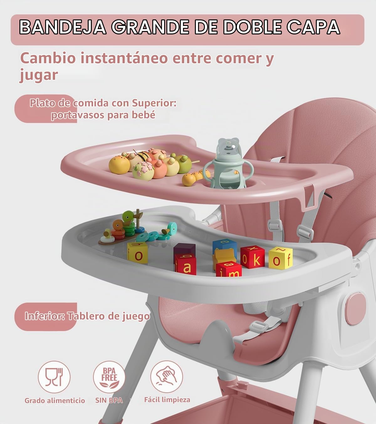 Silla alta para bebé, sillas altas 5 en 1 para bebés y niños pequeñ...