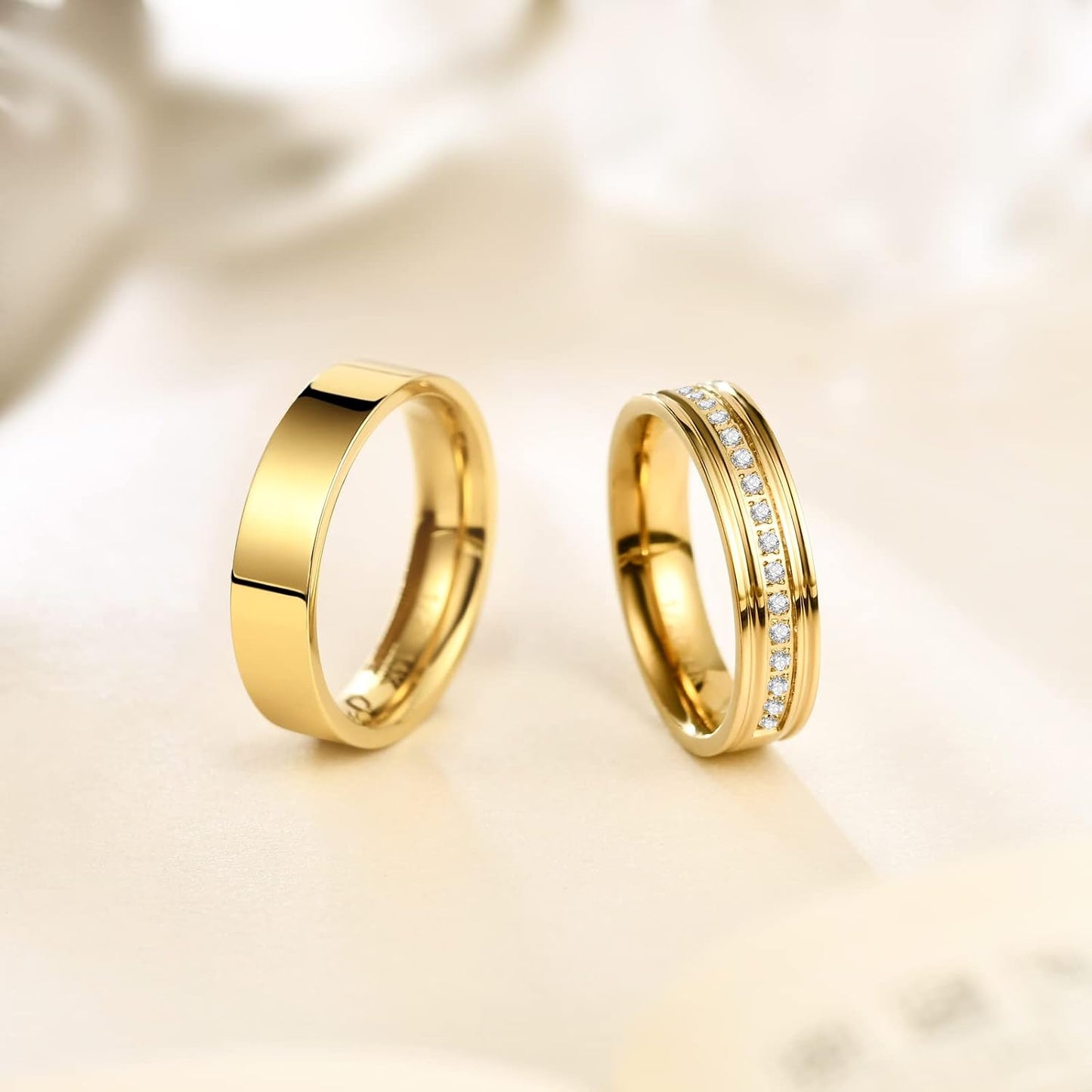 NOKMIT Anillos rellenos de oro de 14 quilates de 0.197 in para muje...