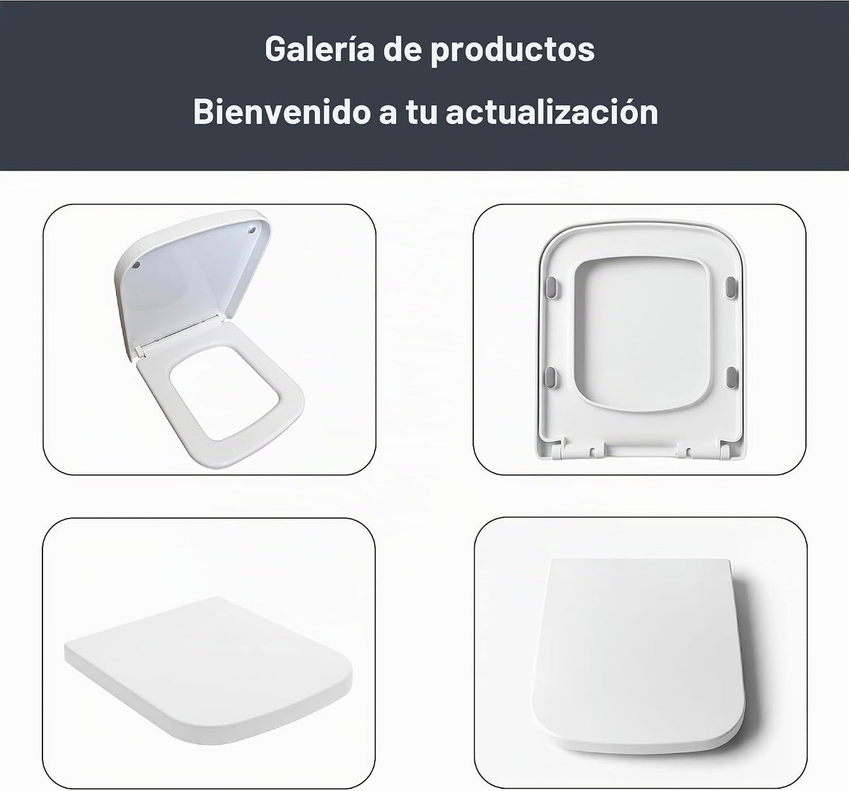 MinSha - Asiento de inodoro cuadrado de repuesto de cierre suave PP...