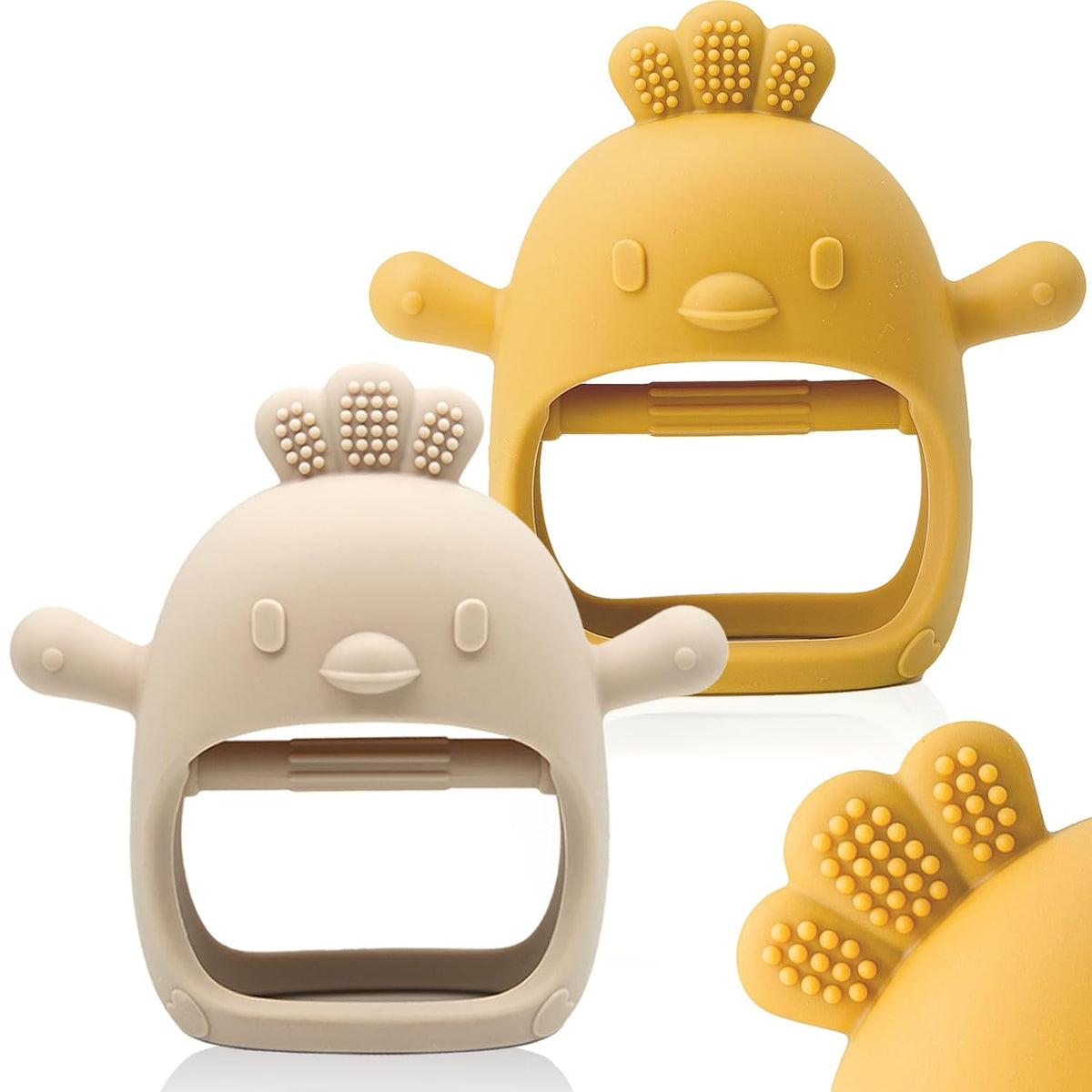 ChooKaChoo Paquete de 2 manoplas de dentición de silicona para bebé...