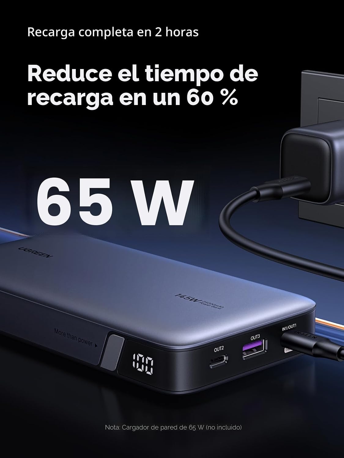UGREEN Nexode 25000mAh 145W 3-Port USB-C Power Bank para iPhone 17...
