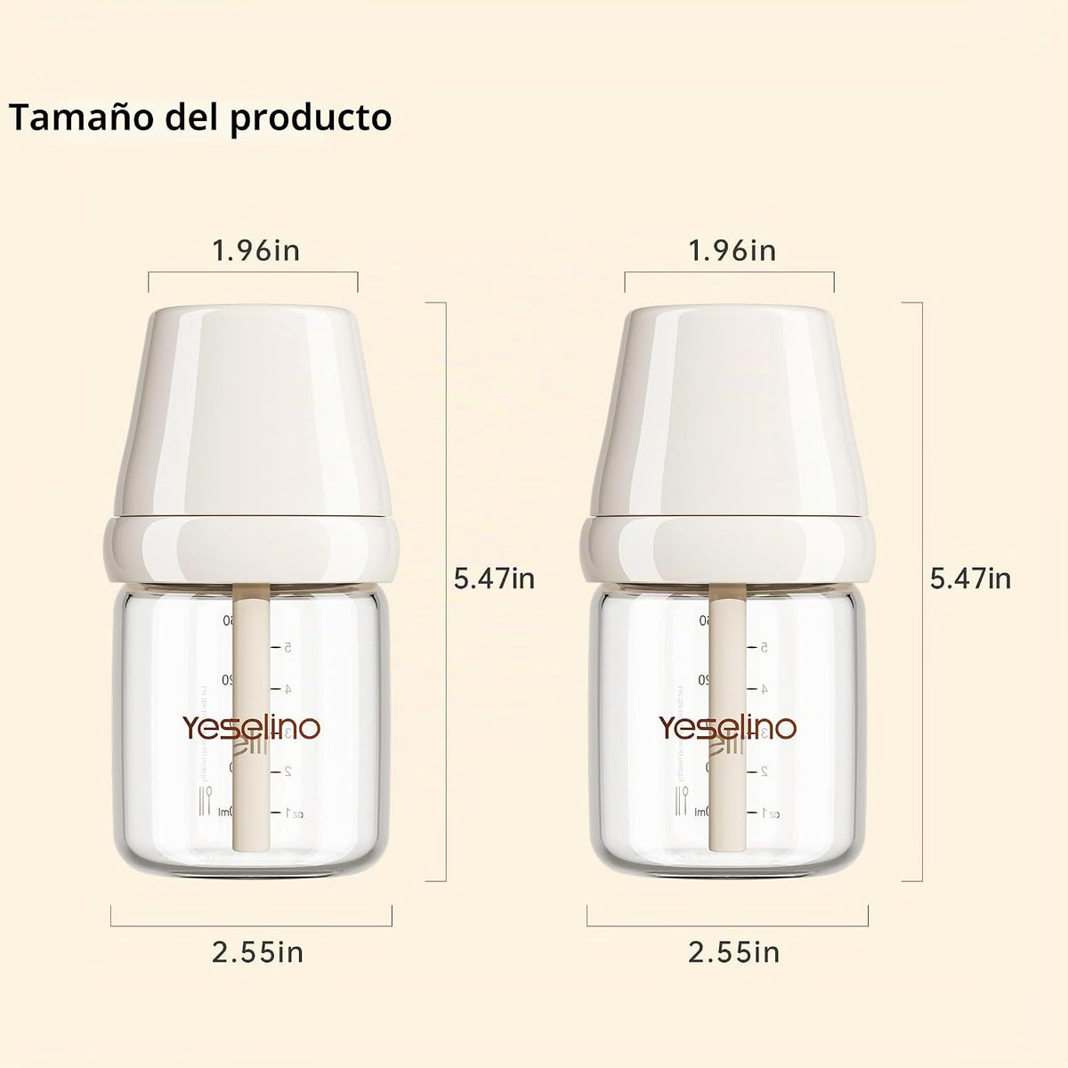 Biberón de cristal natural para lactancia, con sistema de ventilaci...