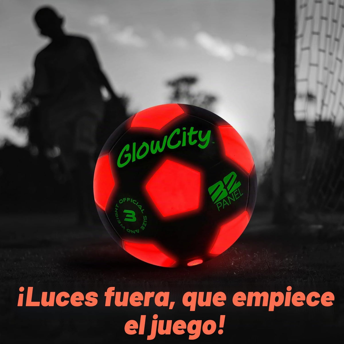 GlowCity Balón de fútbol que brilla en la oscuridad - Tamaños 3, 4,...