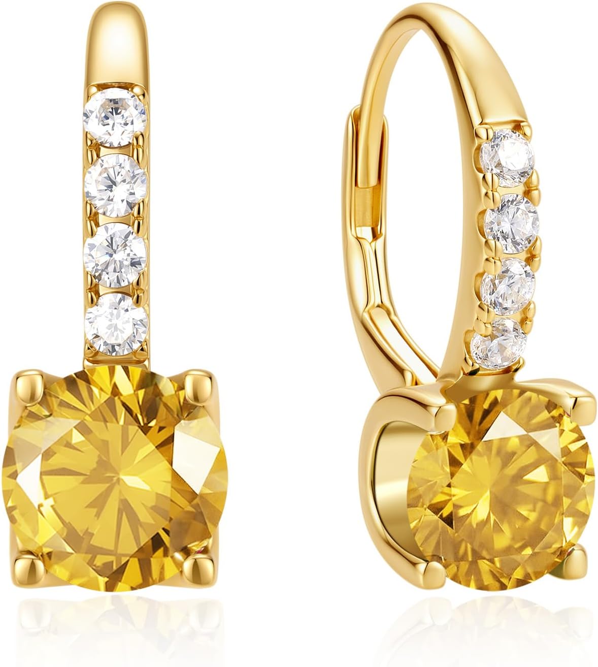 FANCIME Pendientes colgantes de plata de ley chapada en oro de 14 q...