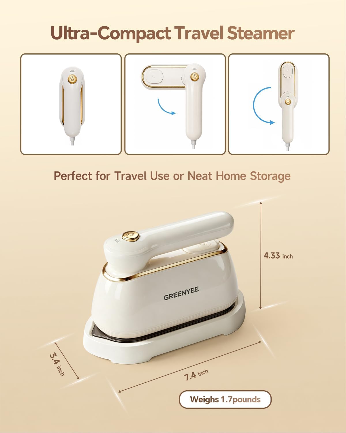 Vaporizador de viaje para ropa, plancha de vapor portátil de mano d...