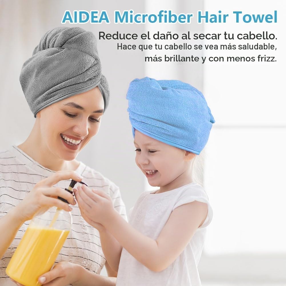 AIDEA - Toalla para el cabello, paquete de 5 toallas absorbentes de...