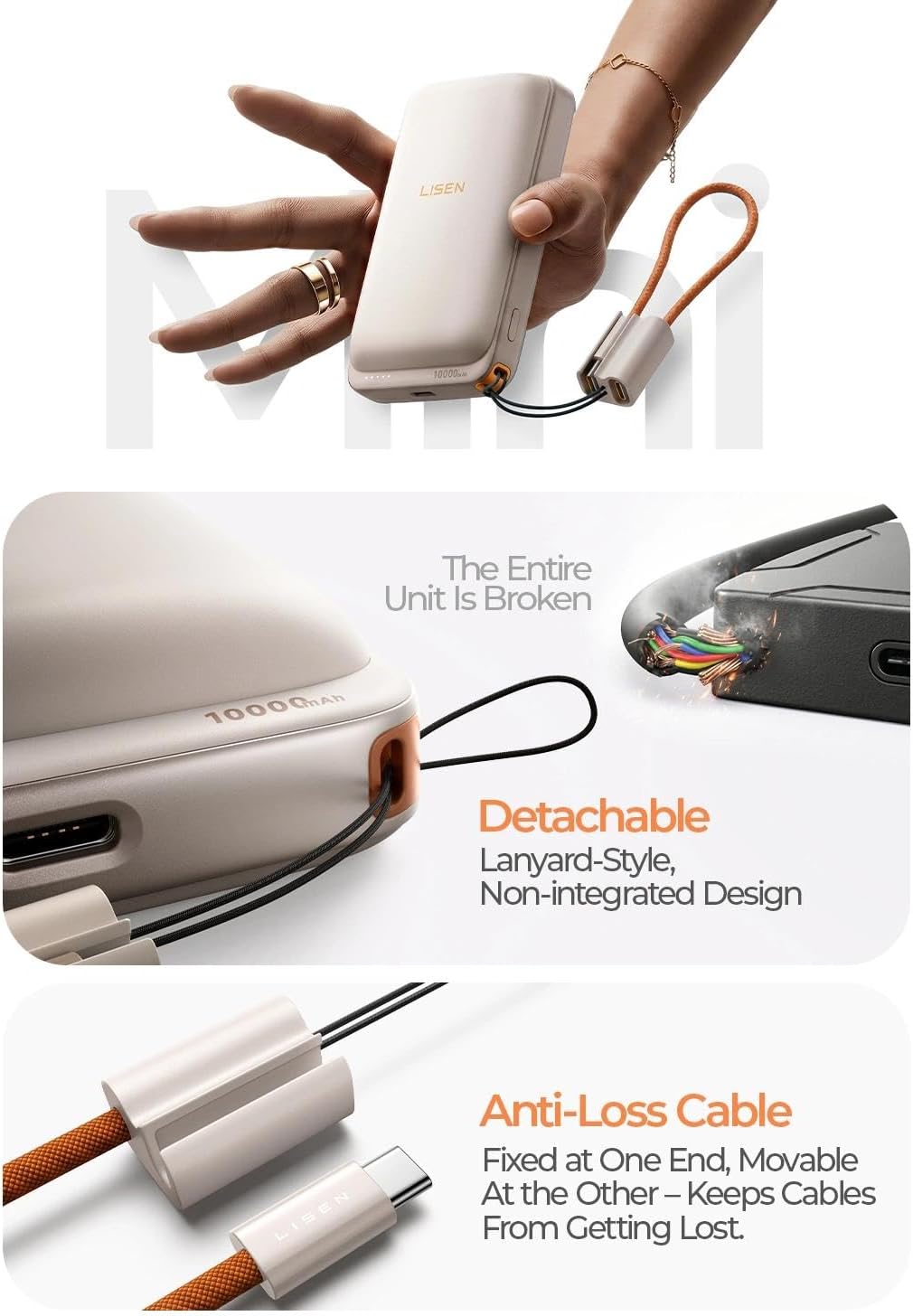 LISEN Cargador portátil magnético para iPhone 10000mAh | QI2.2 Carg...