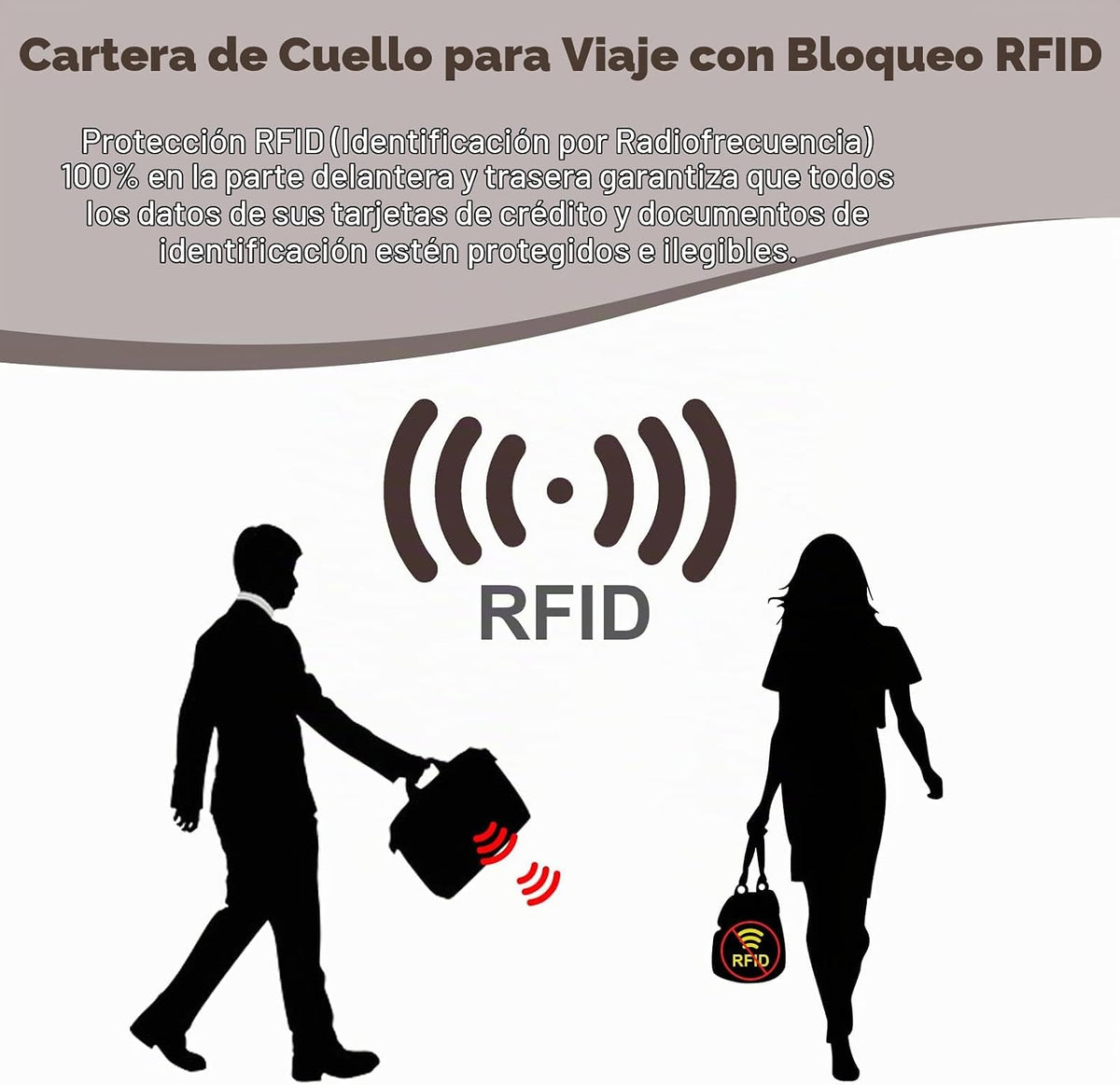 Likesing Funda para pasaporte familiar, bolsa para el cuello, bloqu...