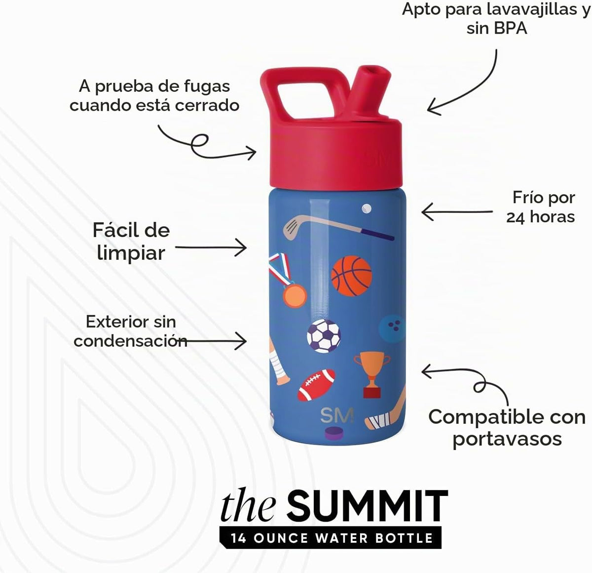 Simple Modern - Botella de agua para niños de la colección Summit c...
