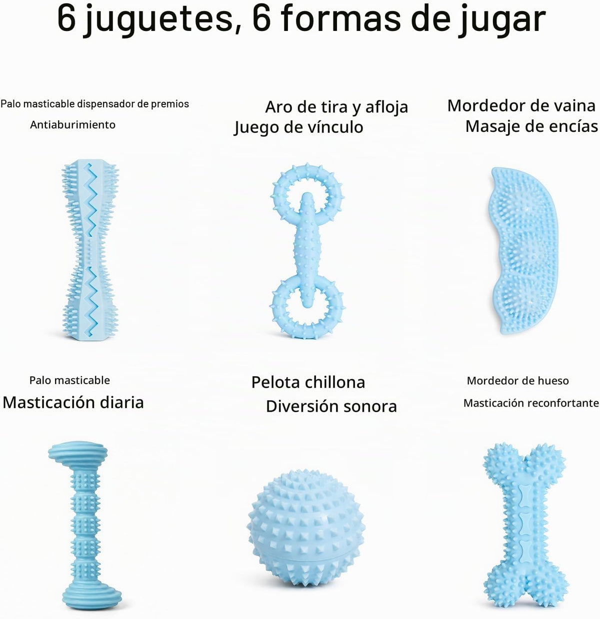 Miventra Juguetes masticables para cachorros, paquete de 6, juguete...