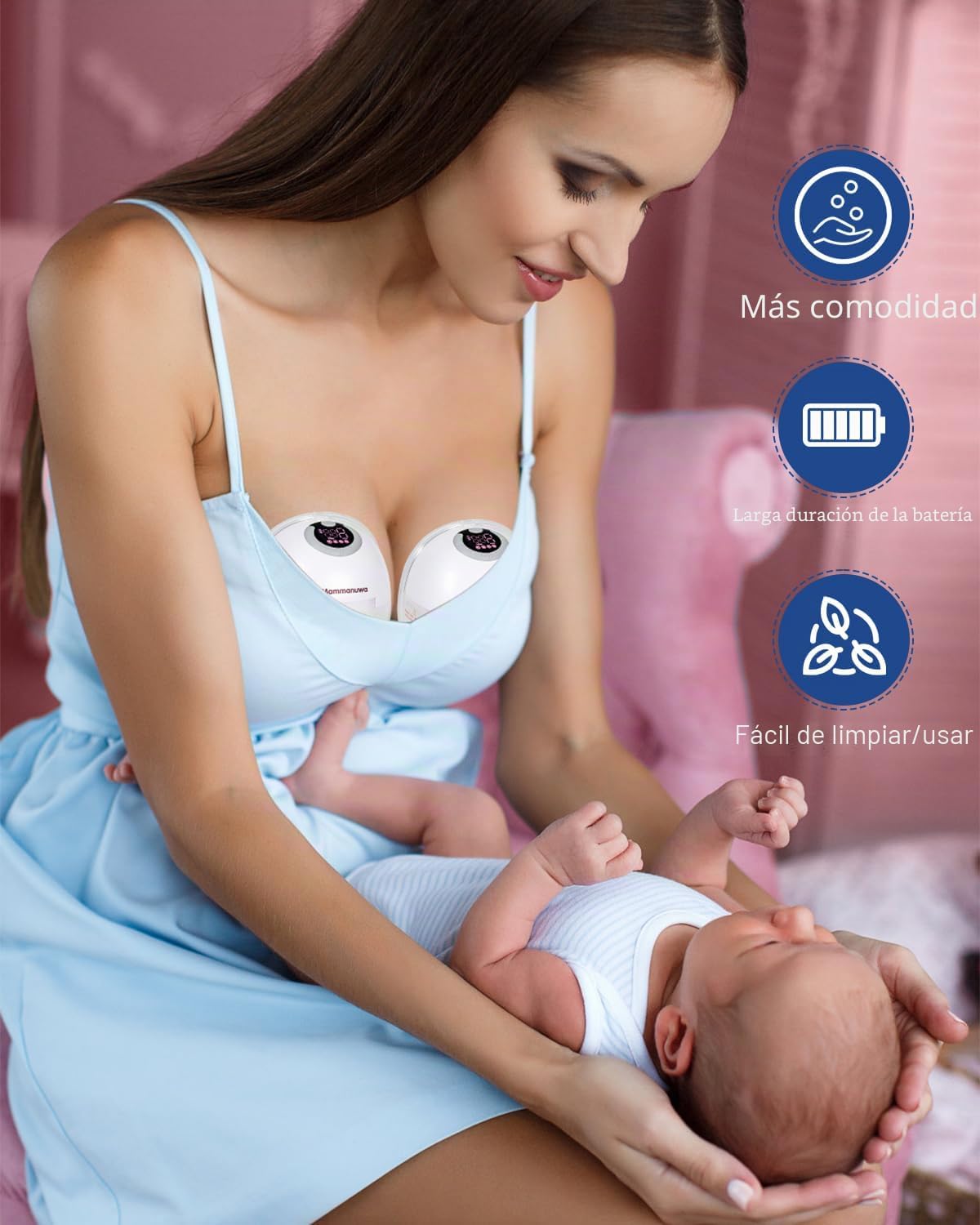 Mammanuwa Extractor de leche eléctrico - Ligero, portátil y manos l...